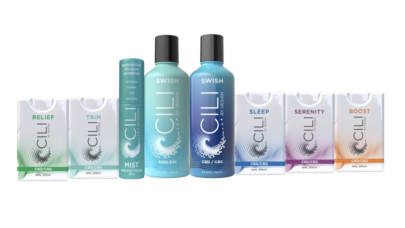 La gamme CILI by Design (UE) : SWISH, Ageless Swish, sprays Quickshot et Ageless Facial Mist
